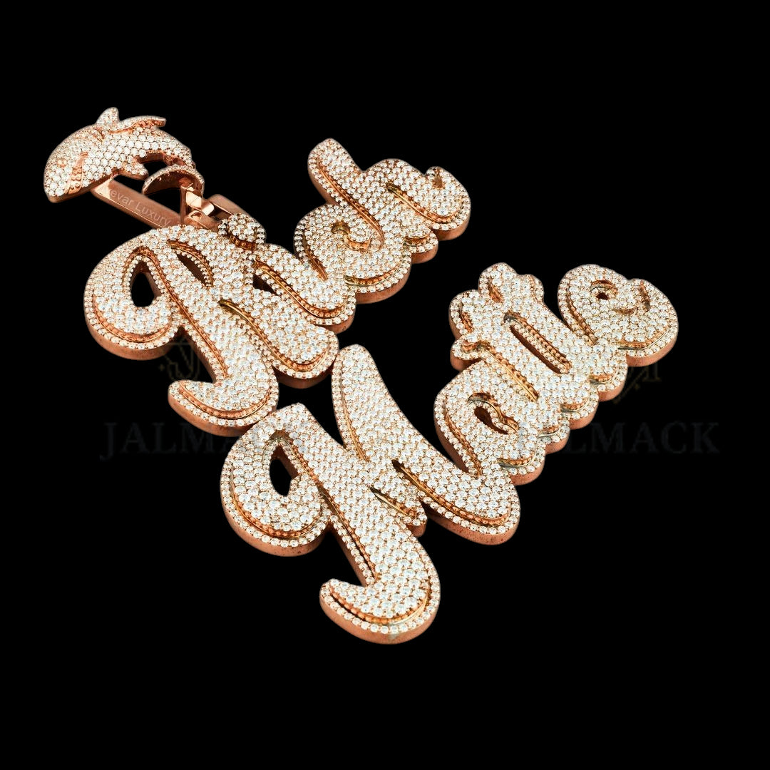 Nasty Nate Moissanite Script Pendant with Dolphin Bail Fully Iced Out