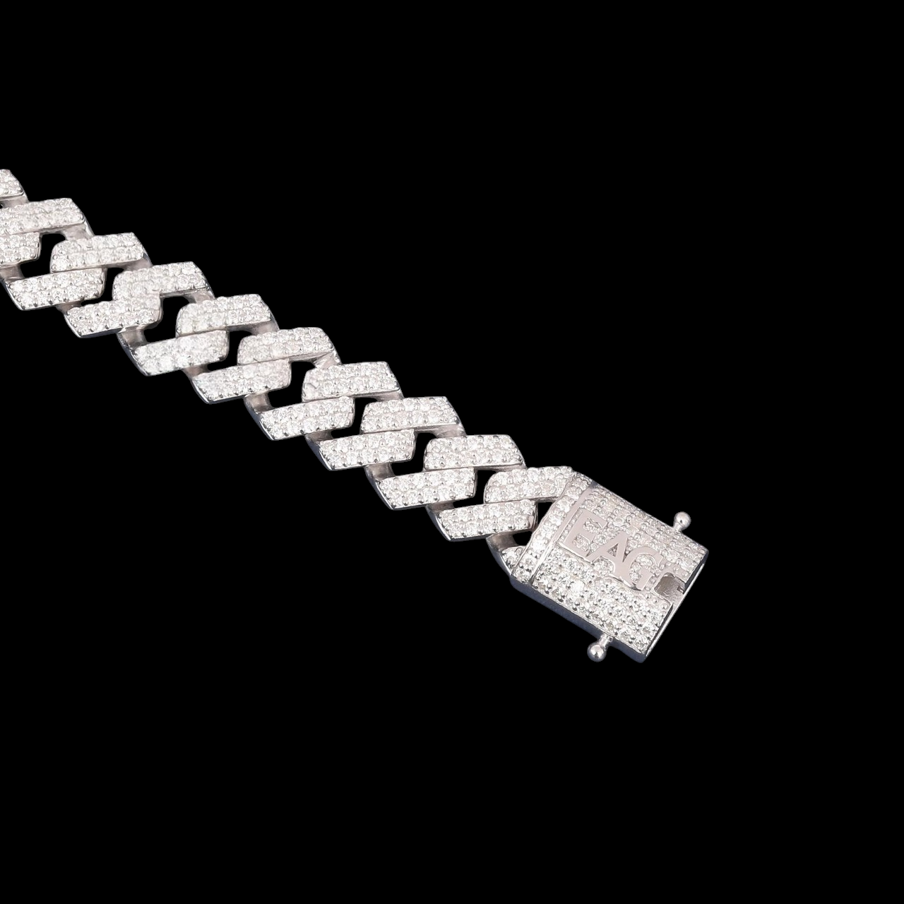 Silver Custom PEACE Moissanite Cuban Bracelet VVS1 Fully Iced Out