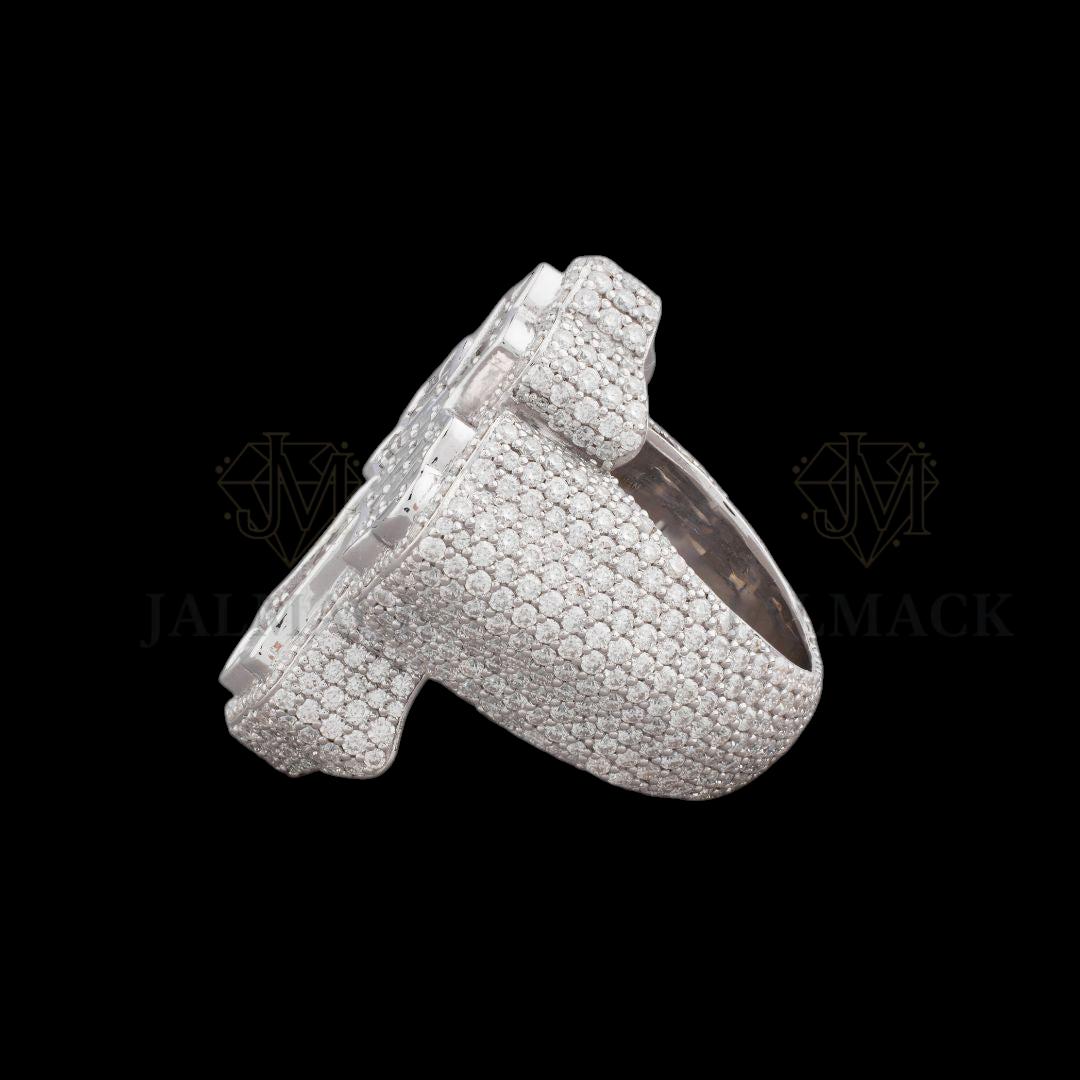 Fully Iced-Out Baguette Moissanite Cross Ring