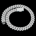 16MM Baguette Pave Cuban Link VVS1 D Color Moissanite Chain 925 Sterling Silver