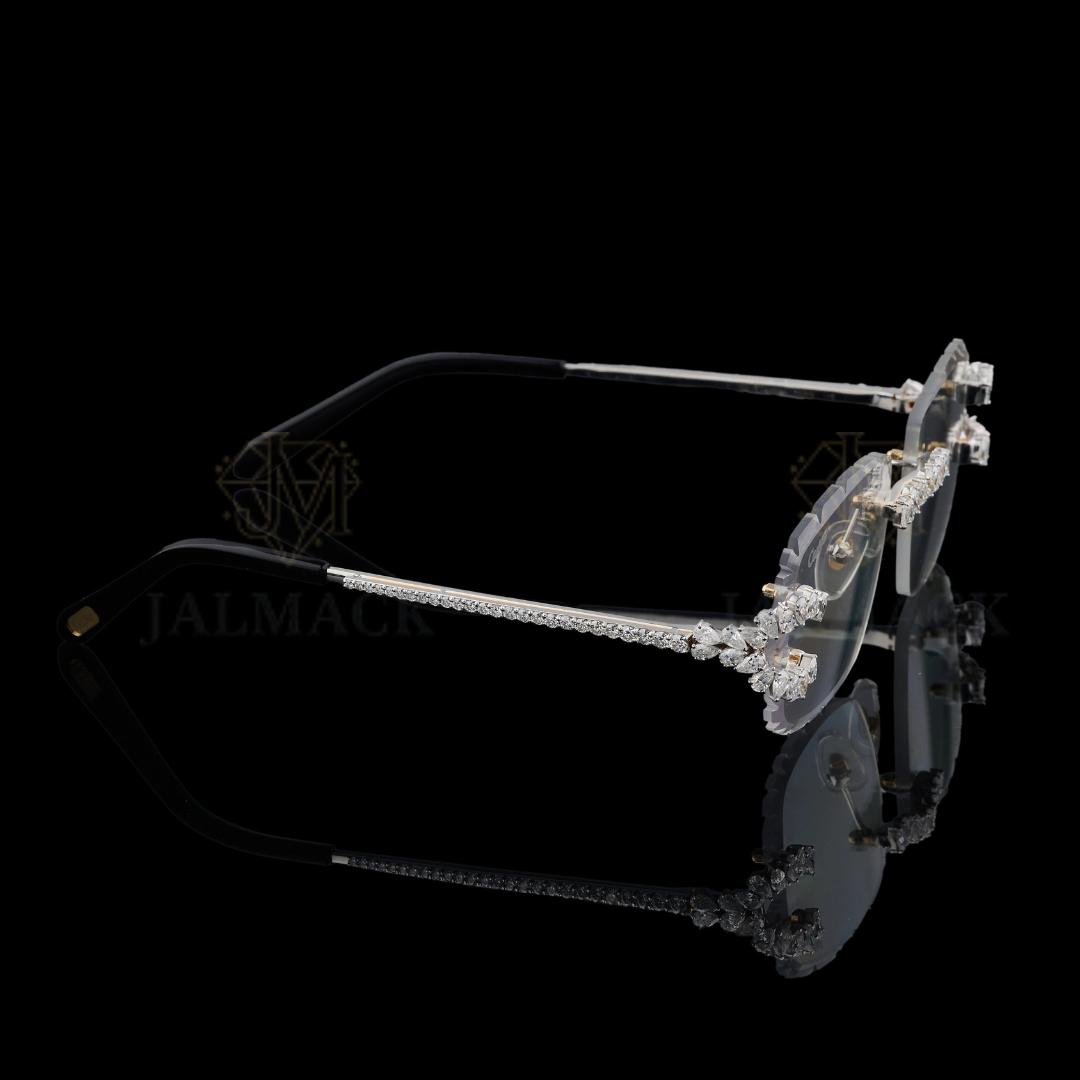 Luxury Silver Moissanite Rimless Sunglasses