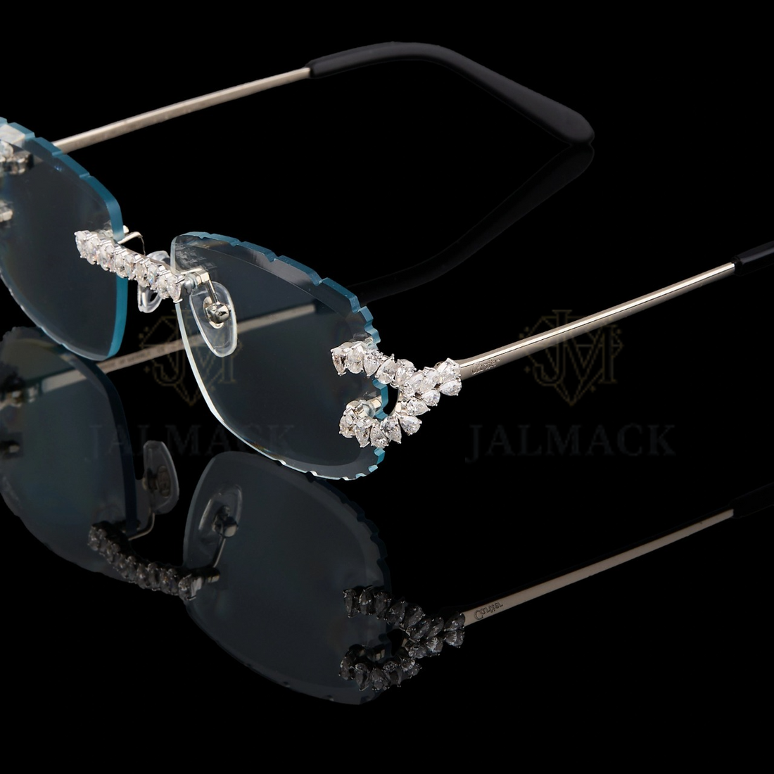 Luxury Black Rimless Moissanite Sunglasses