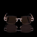 Luxury Rose Gold Moissanite Rimless Sunglasses VVS1 D Color