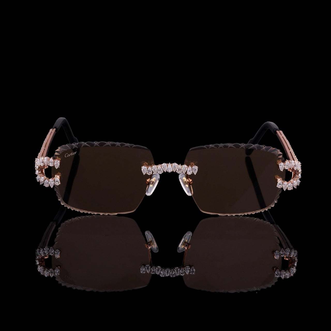 Luxury Rose Gold Moissanite Rimless Sunglasses VVS1 D Color