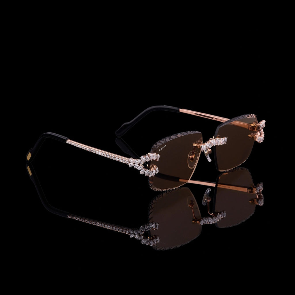 Luxury Rose Gold Pear Cut Moissanite Sunglasses