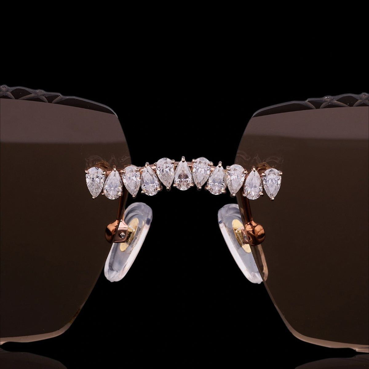 Luxury Rose Gold Moissanite Rimless Sunglasses VVS1 D Color