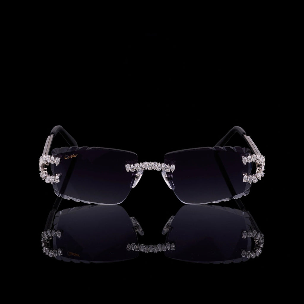 Luxury Silver Moissanite Rimless Sunglasses