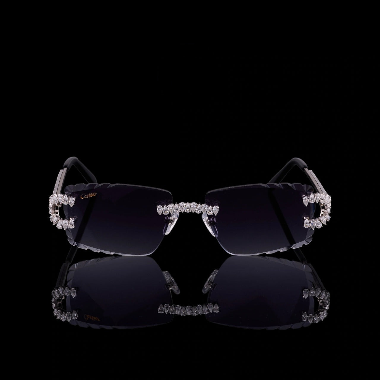 Luxury Silver Moissanite Rimless Sunglasses
