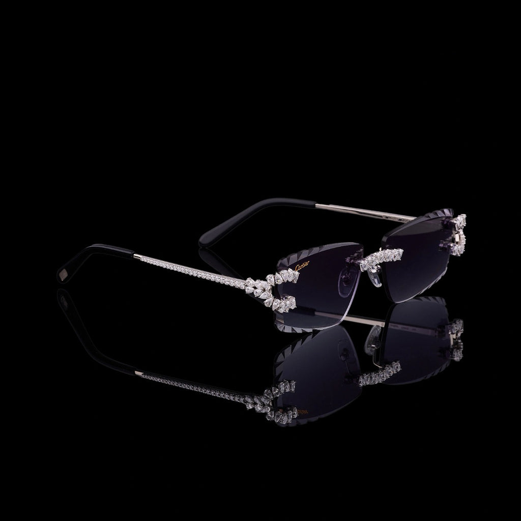 Luxury Silver Moissanite Rimless Sunglasses