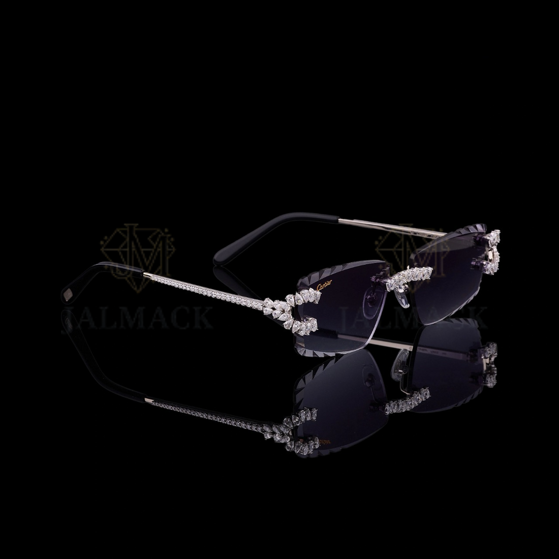 Luxury Silver Moissanite Rimless Sunglasses