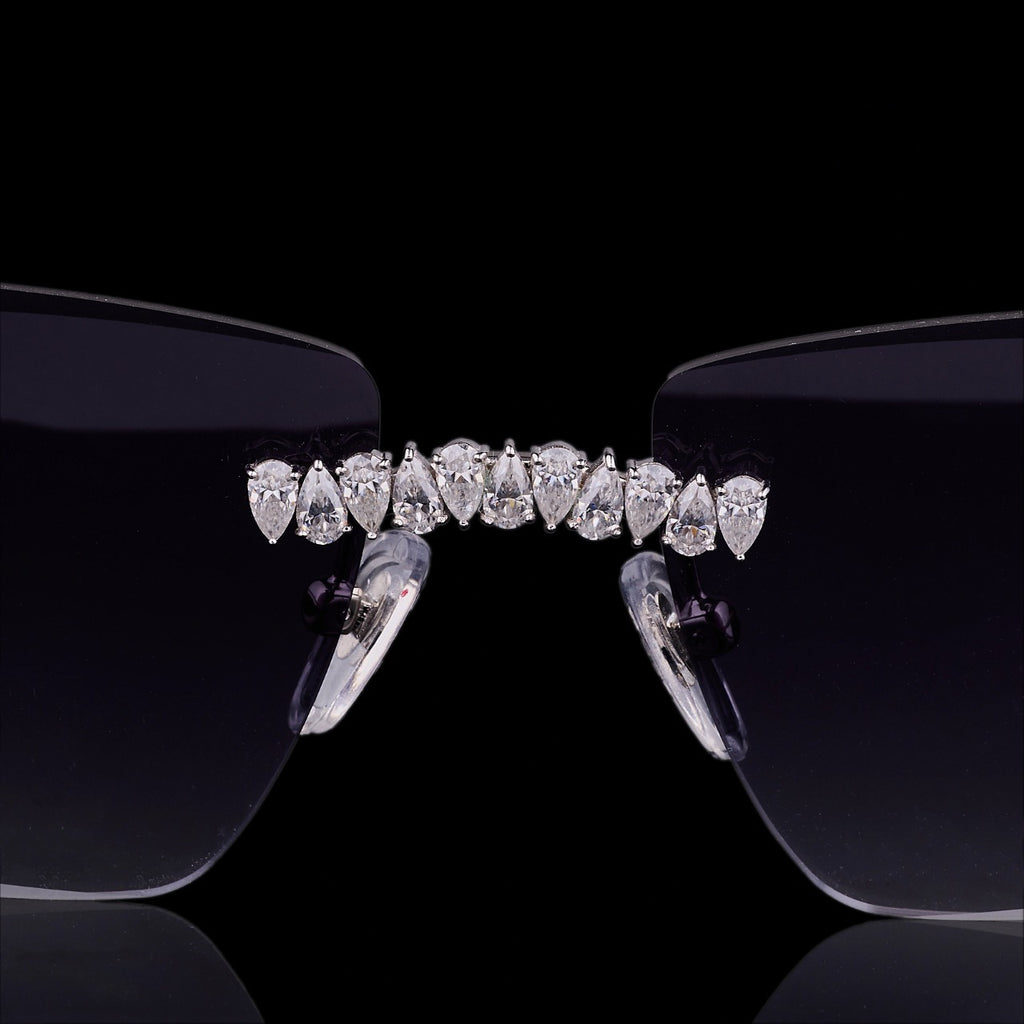 Luxury Silver Moissanite Rimless Sunglasses