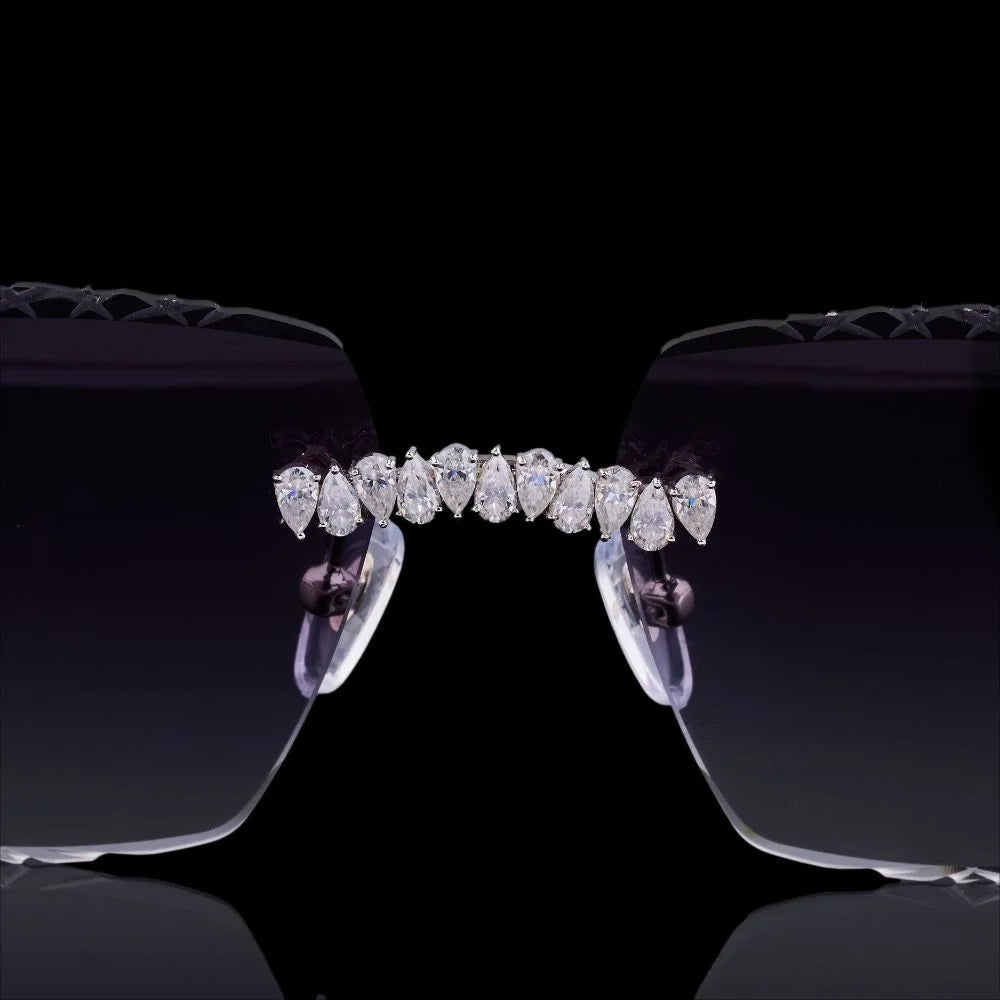 Royal Pear Cut Moissanite Luxury Rimless Sunglasses