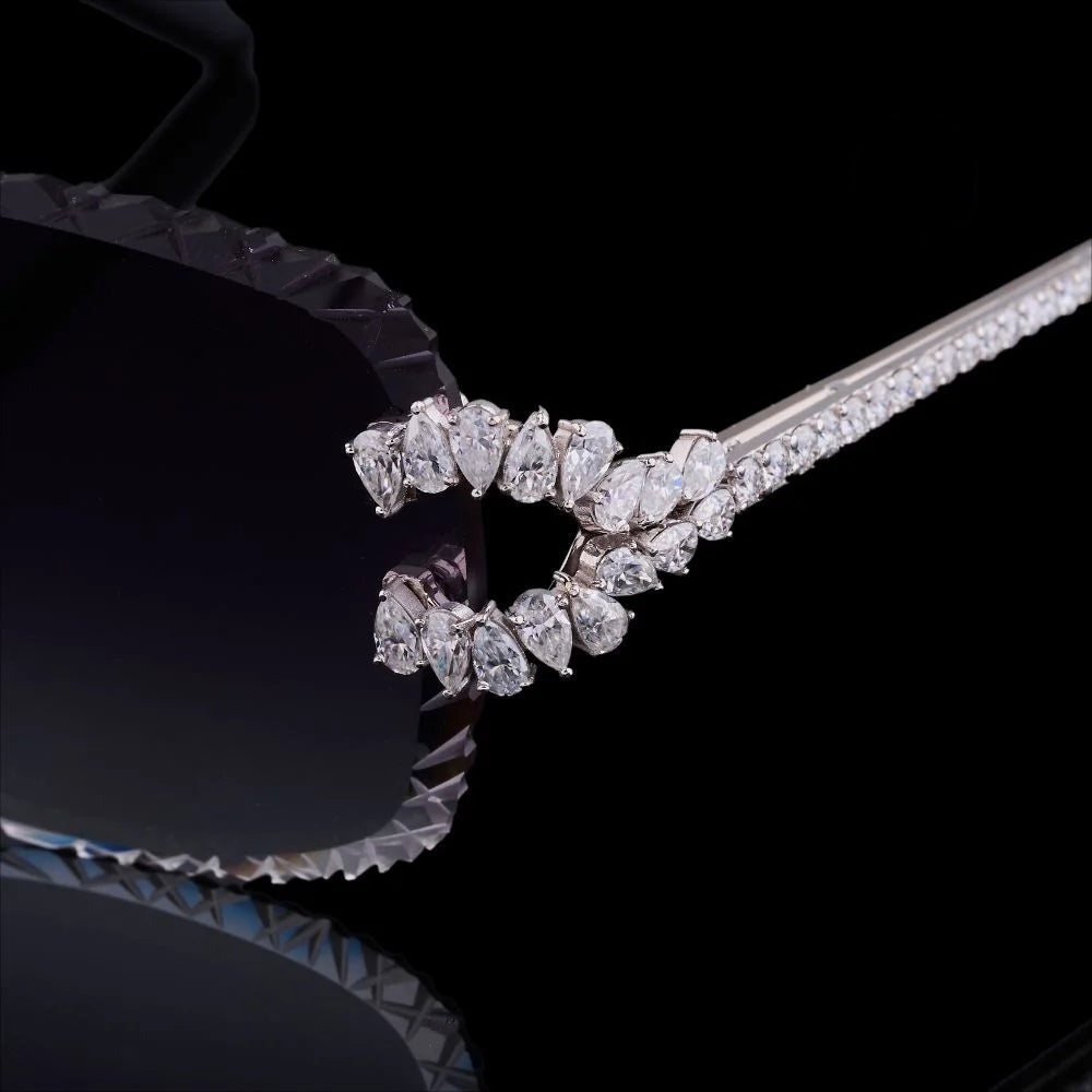 Royal Pear Cut Moissanite Luxury Rimless Sunglasses