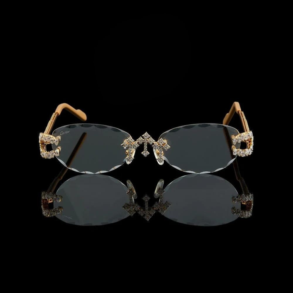 Luxury Gold Cross Bridge Moissanite Sunglasses