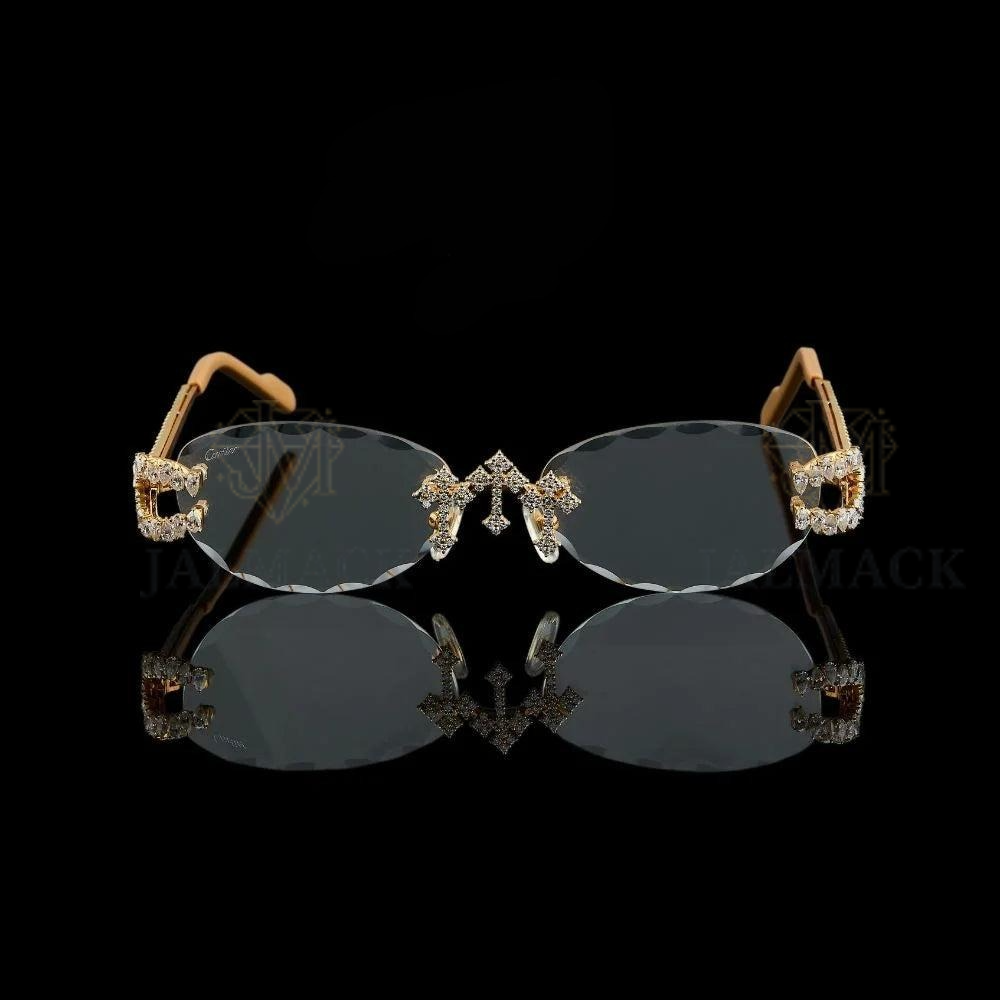 Luxury Gold Cross Bridge Moissanite Sunglasses