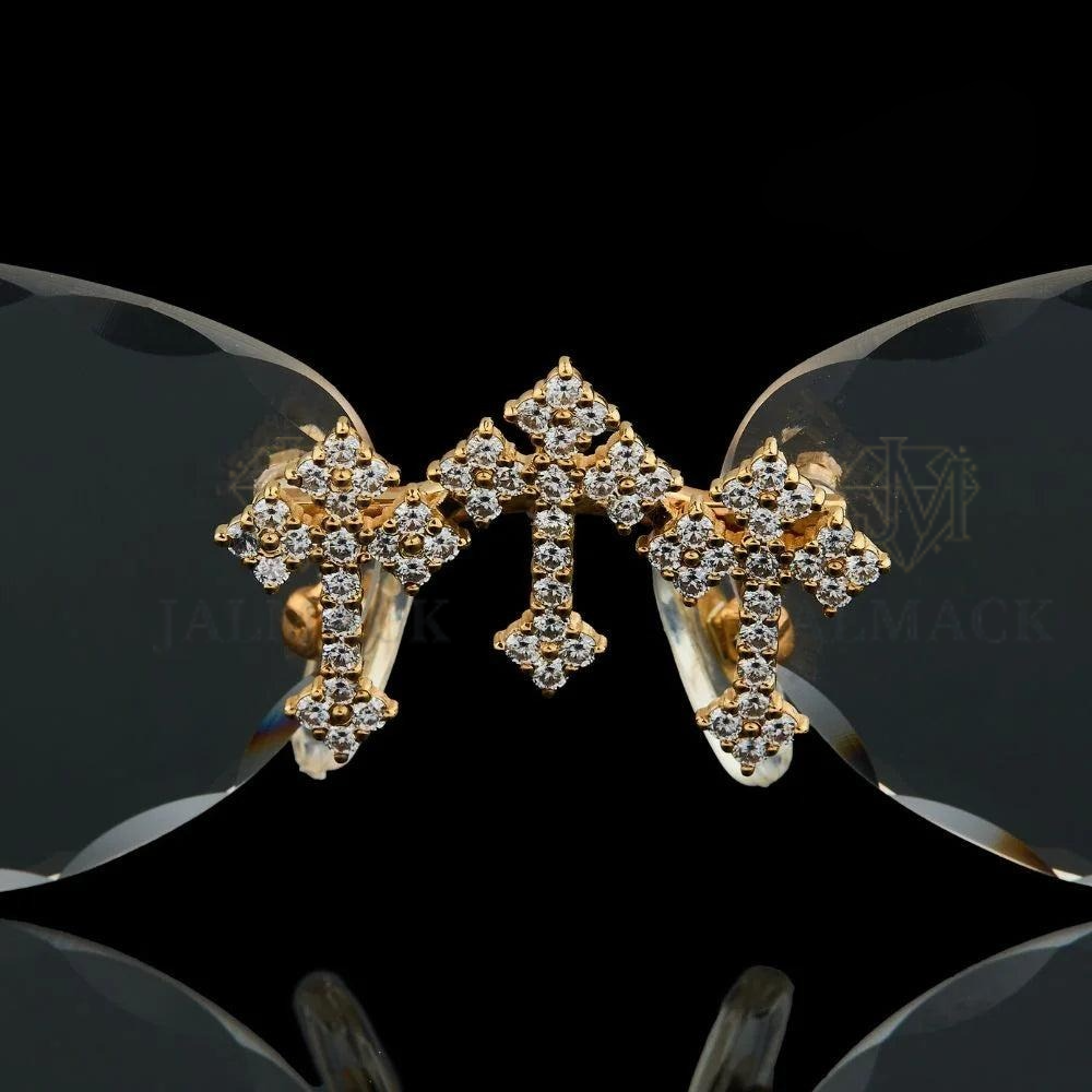 Luxury Gold Cross Bridge Moissanite Sunglasses
