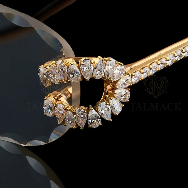 Luxury Gold Cross Bridge Moissanite Sunglasses