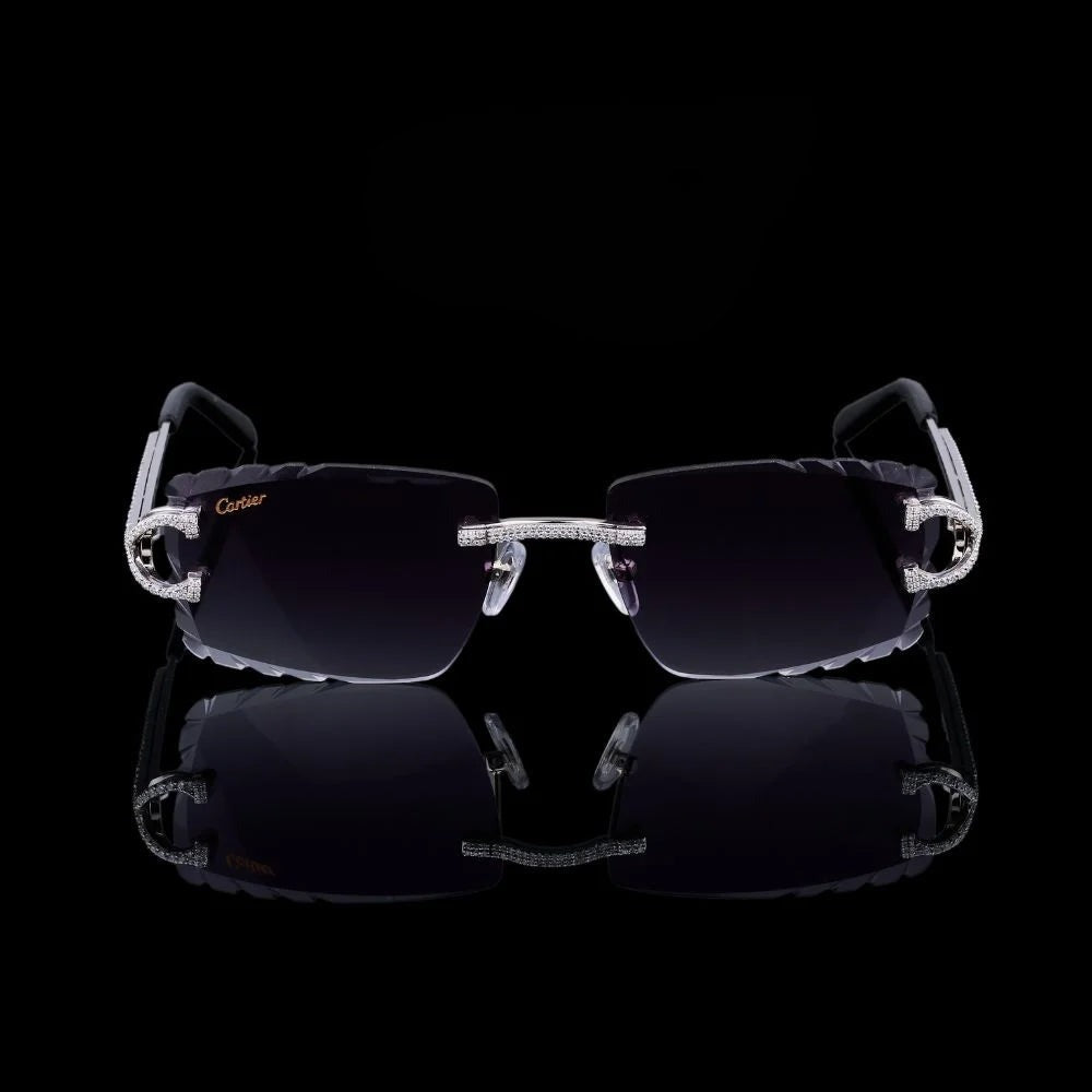Luxury Silver Pavé Moissanite Sunglasses