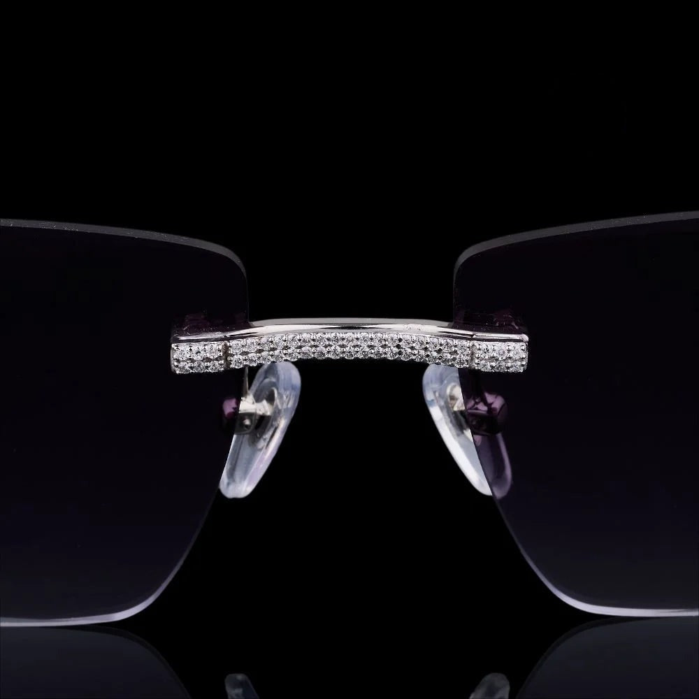Luxury Silver Pavé Moissanite Sunglasses