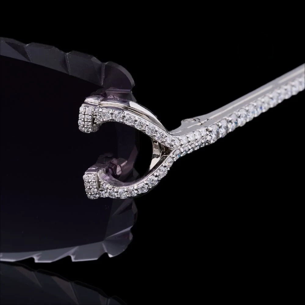 Luxury Silver Pavé Moissanite Sunglasses