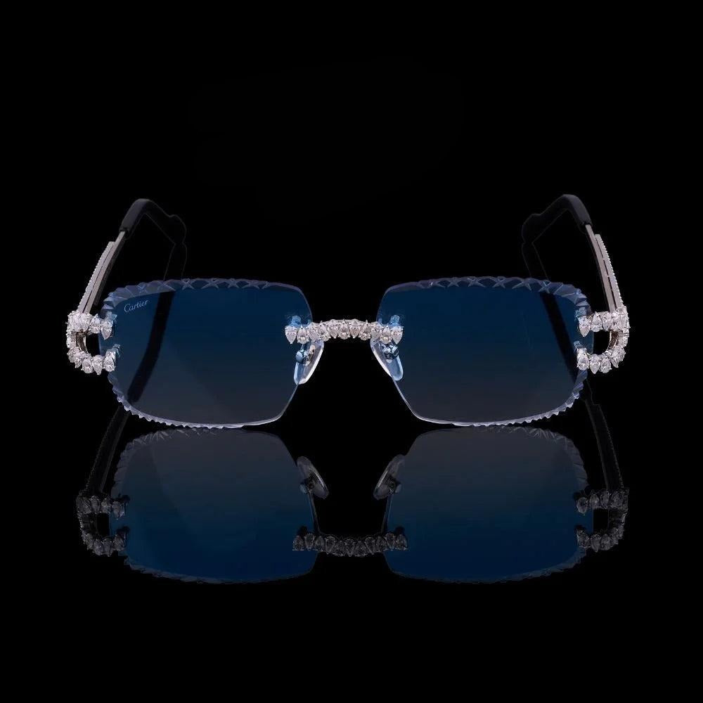 Luxury Blue Lens Moissanite Sunglasses