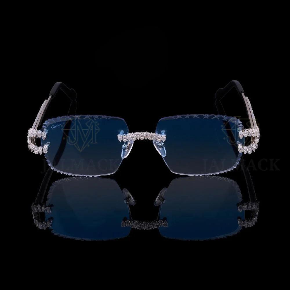 Luxury Blue Lens Moissanite Sunglasses