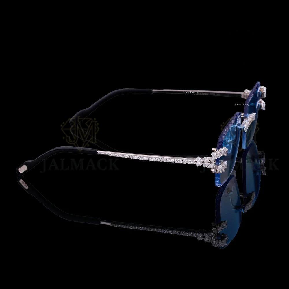 Luxury Blue Lens Moissanite Sunglasses