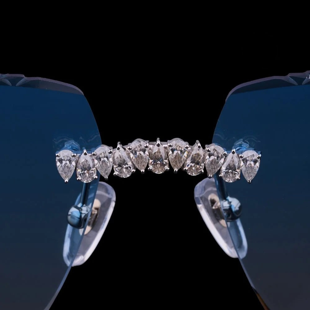 Luxury Blue Lens Moissanite Sunglasses