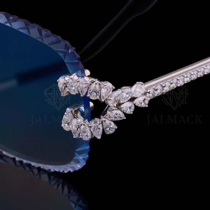 Luxury Blue Lens Moissanite Sunglasses