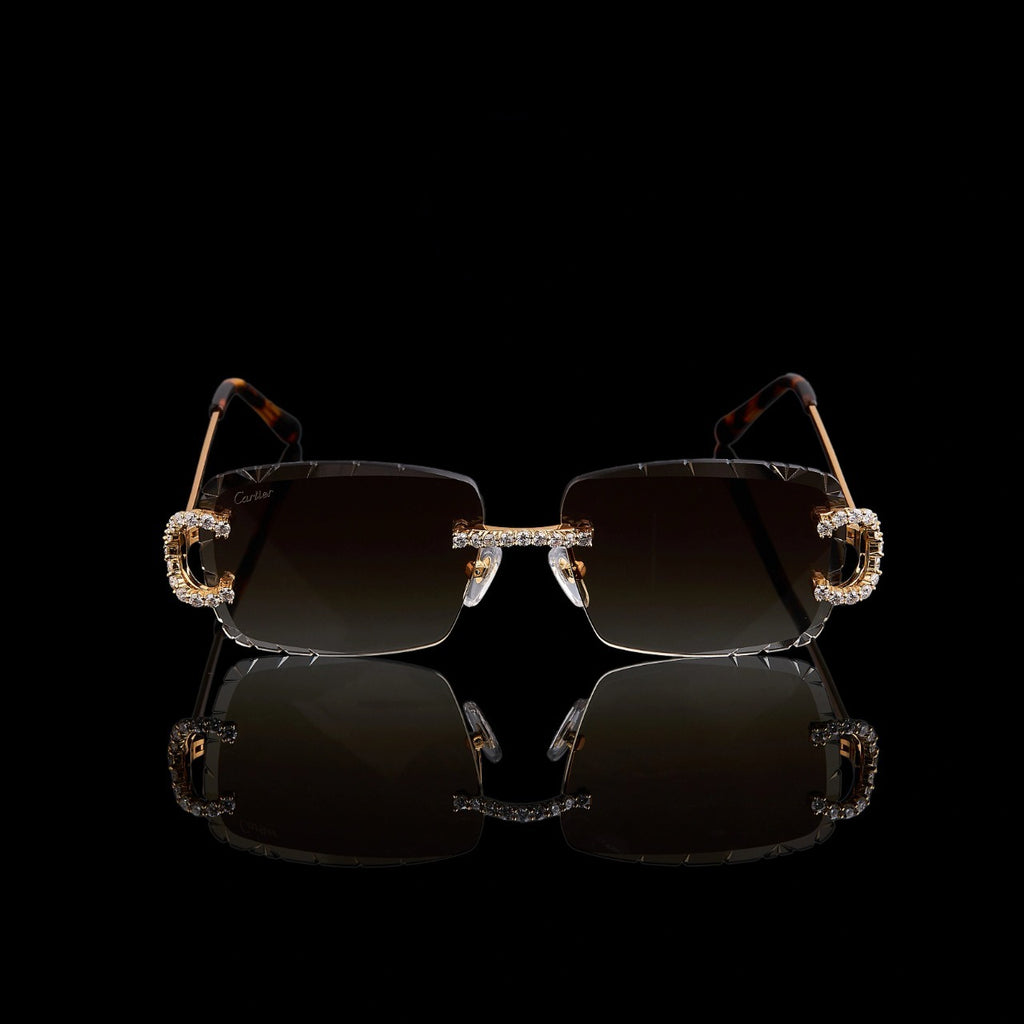 Luxury Gold Moissanite Rimless Sunglasses