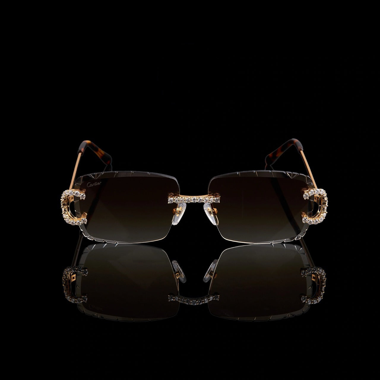 Luxury Gold Moissanite Rimless Sunglasses
