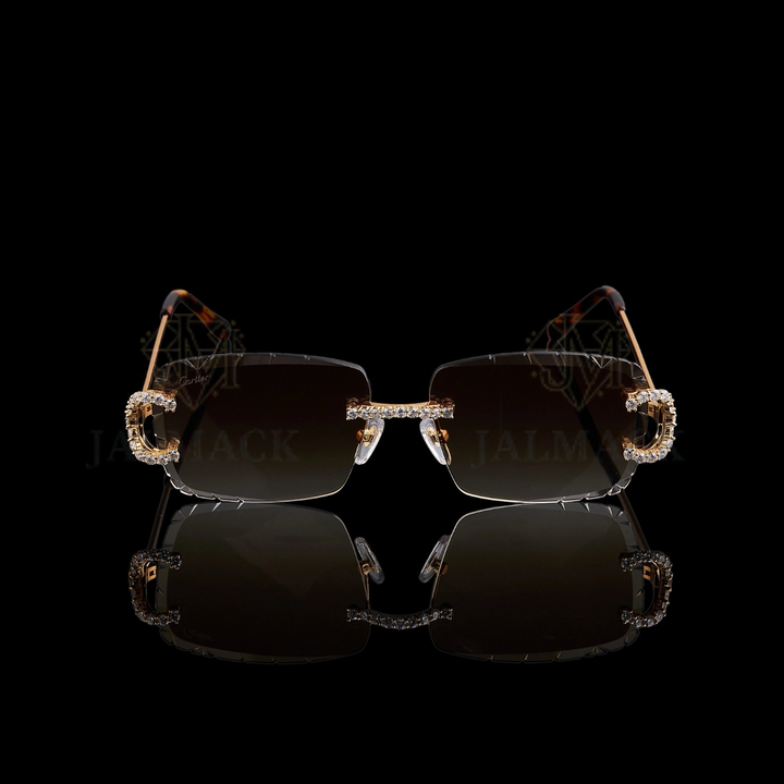Luxury Gold Moissanite Rimless Sunglasses