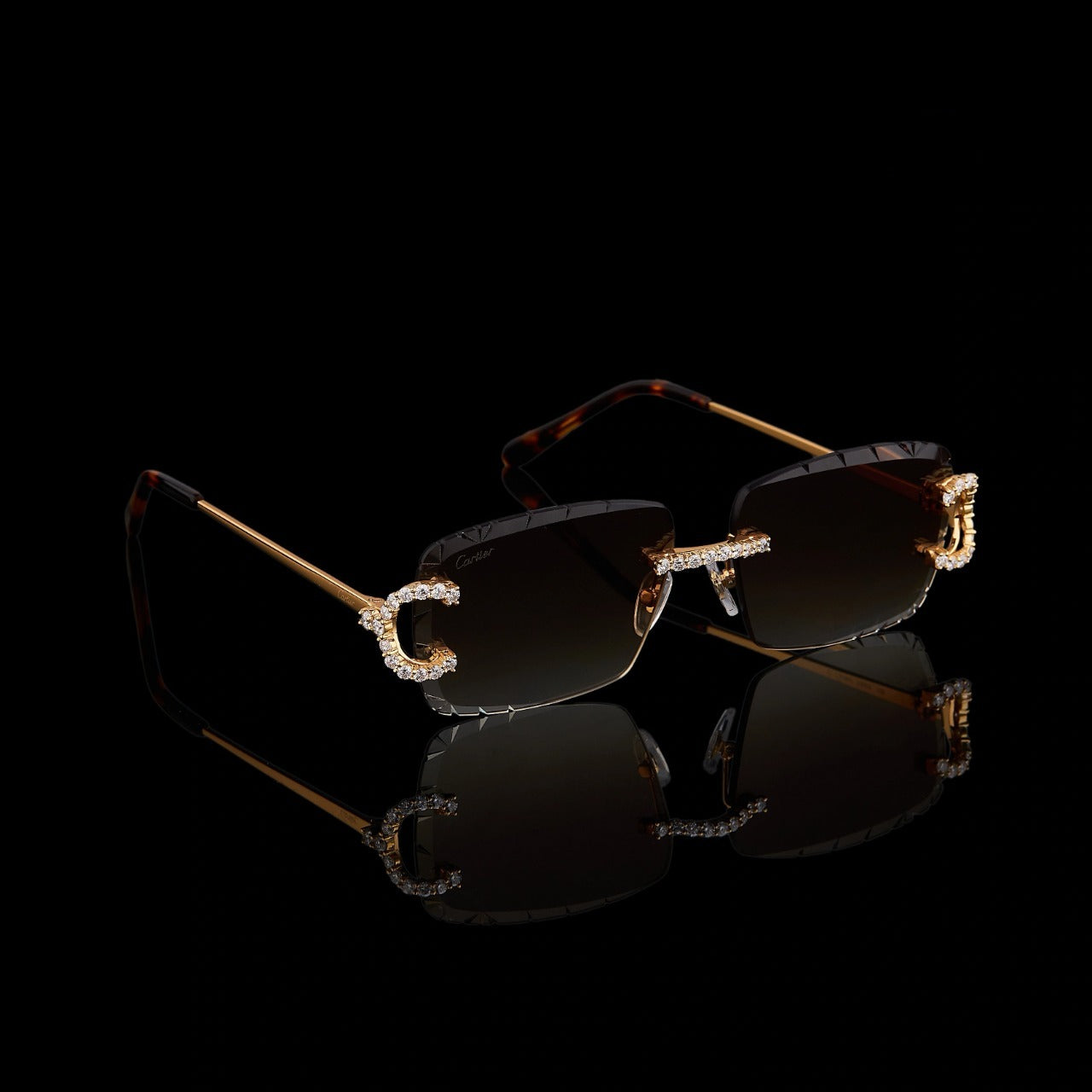 Luxury Gold Moissanite Rimless Sunglasses