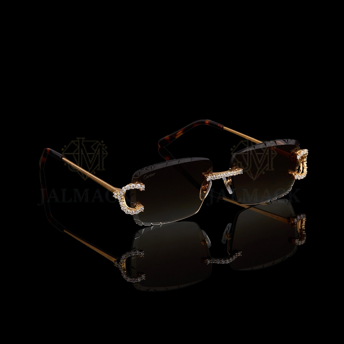 Luxury Gold Moissanite Rimless Sunglasses
