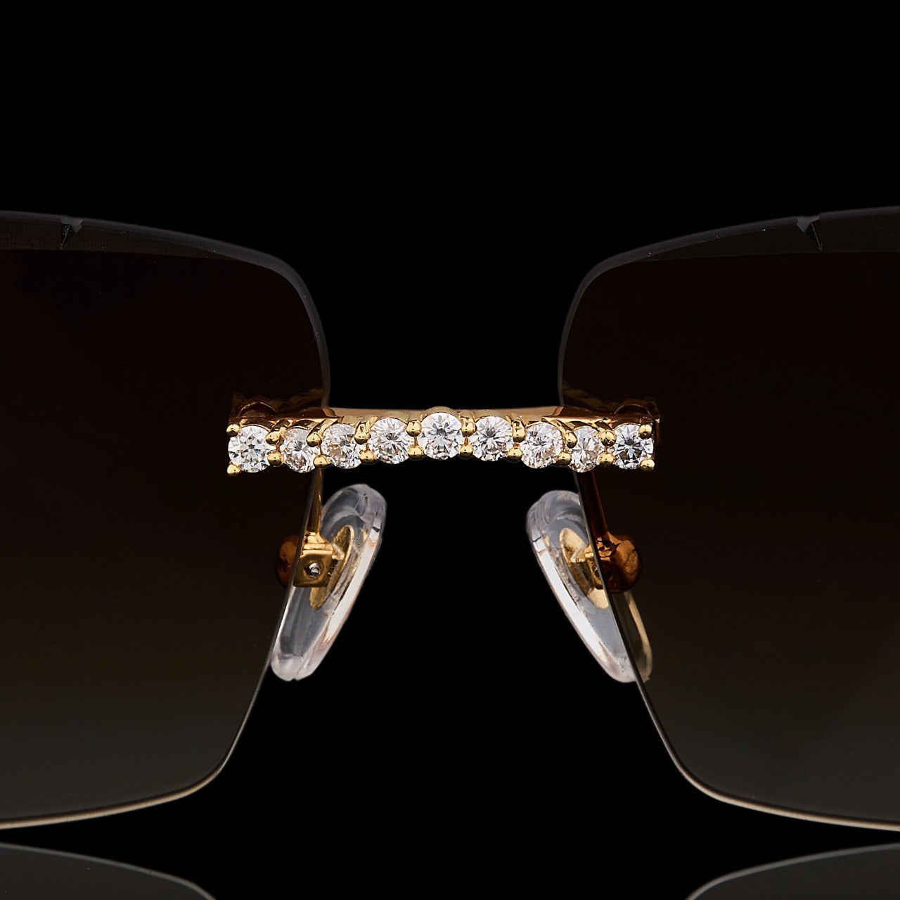 Luxury Gold Moissanite Rimless Sunglasses