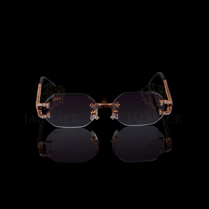 Luxury Rose Gold Cross Bridge Moissanite Sunglasses