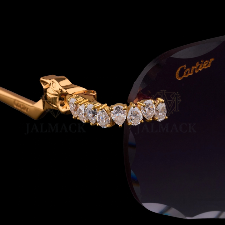 Luxury Gold Pear Cut Moissanite Sunglasses