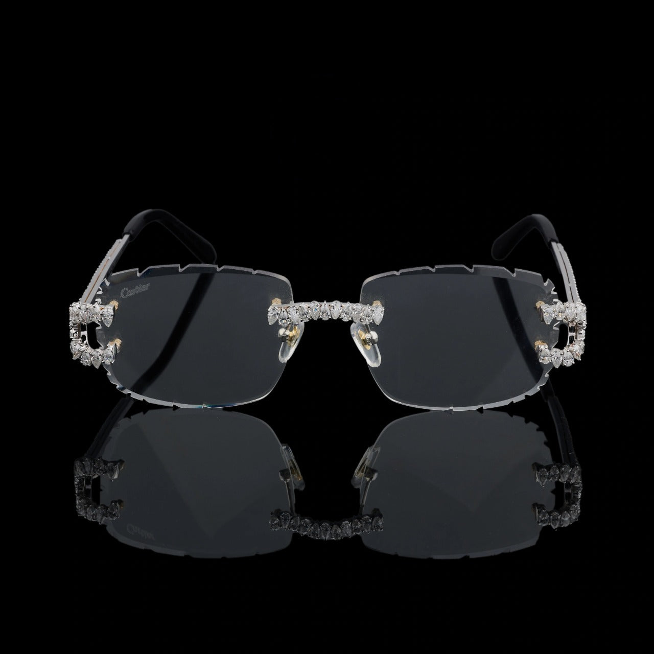 Luxury Black Rimless Moissanite Sunglasses
