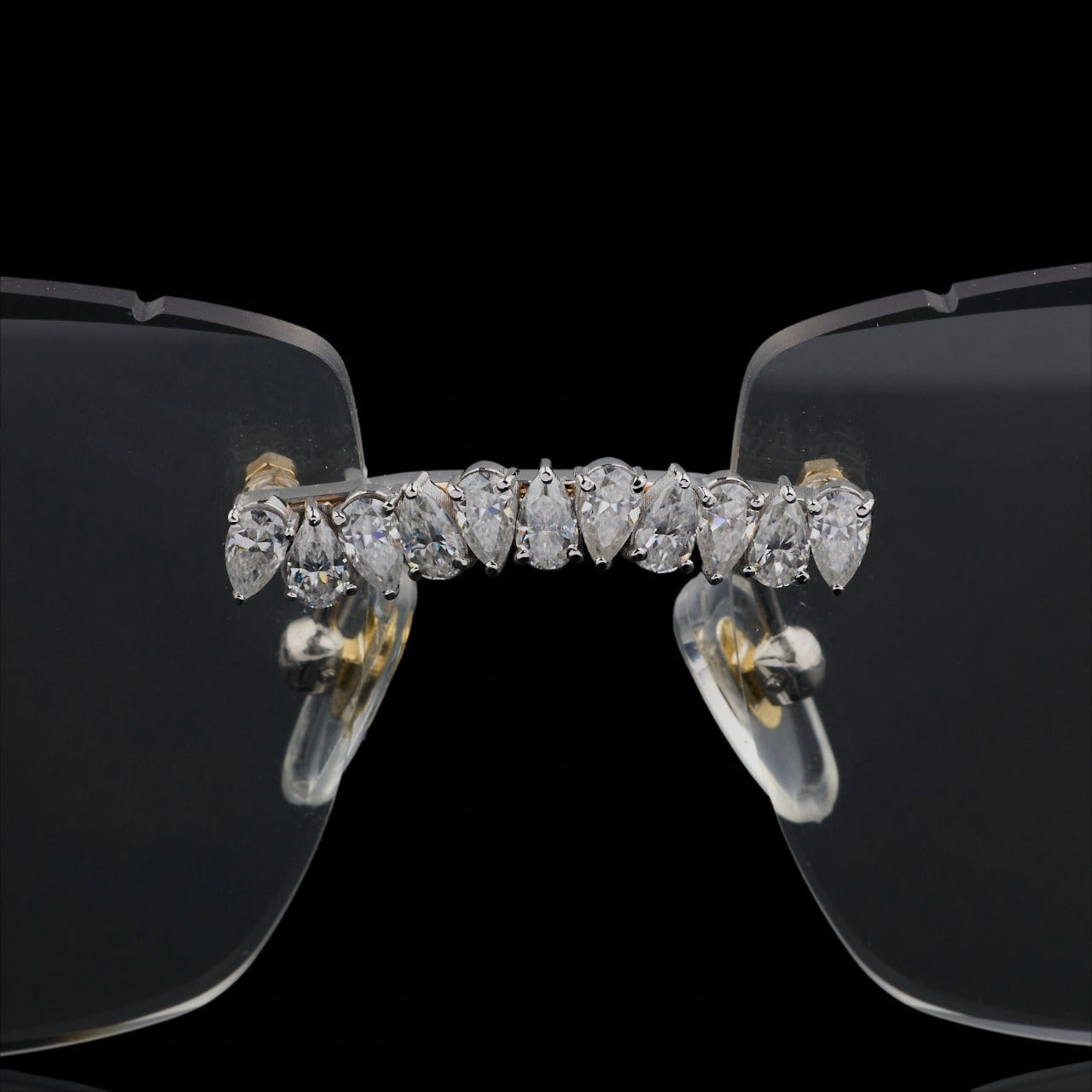Luxury Silver Moissanite Rimless Sunglasses