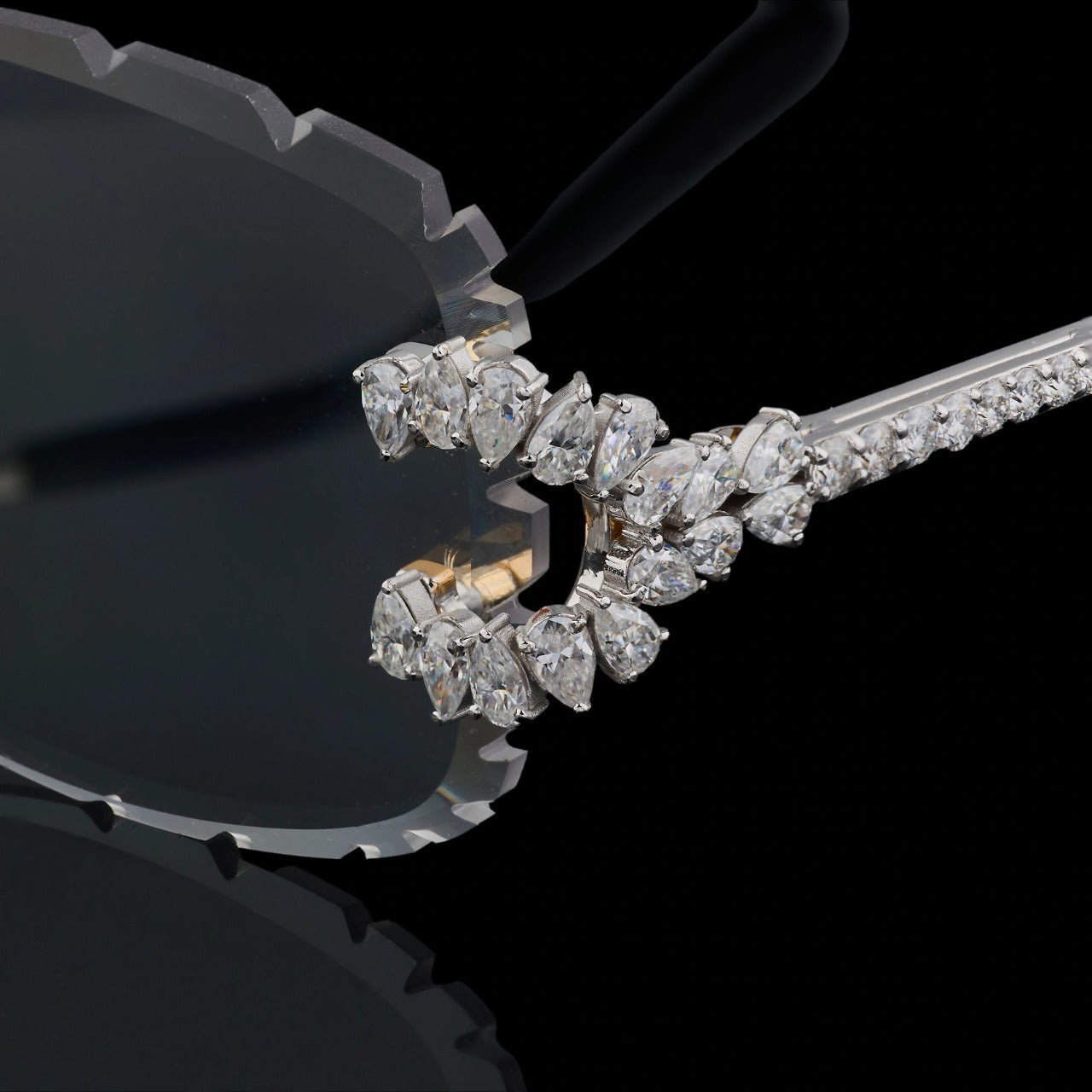 Luxury Black Rimless Moissanite Sunglasses
