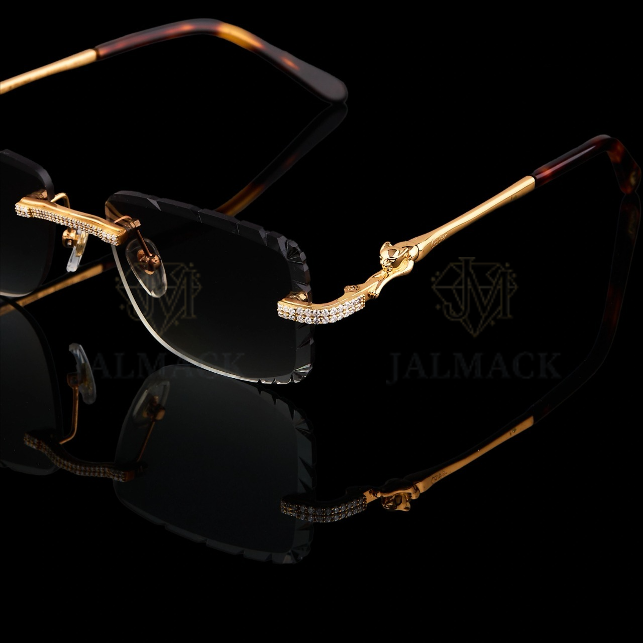 Luxury Gold Panther Moissanite Sunglasses