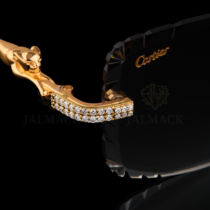 Luxury Gold Panther Moissanite Sunglasses