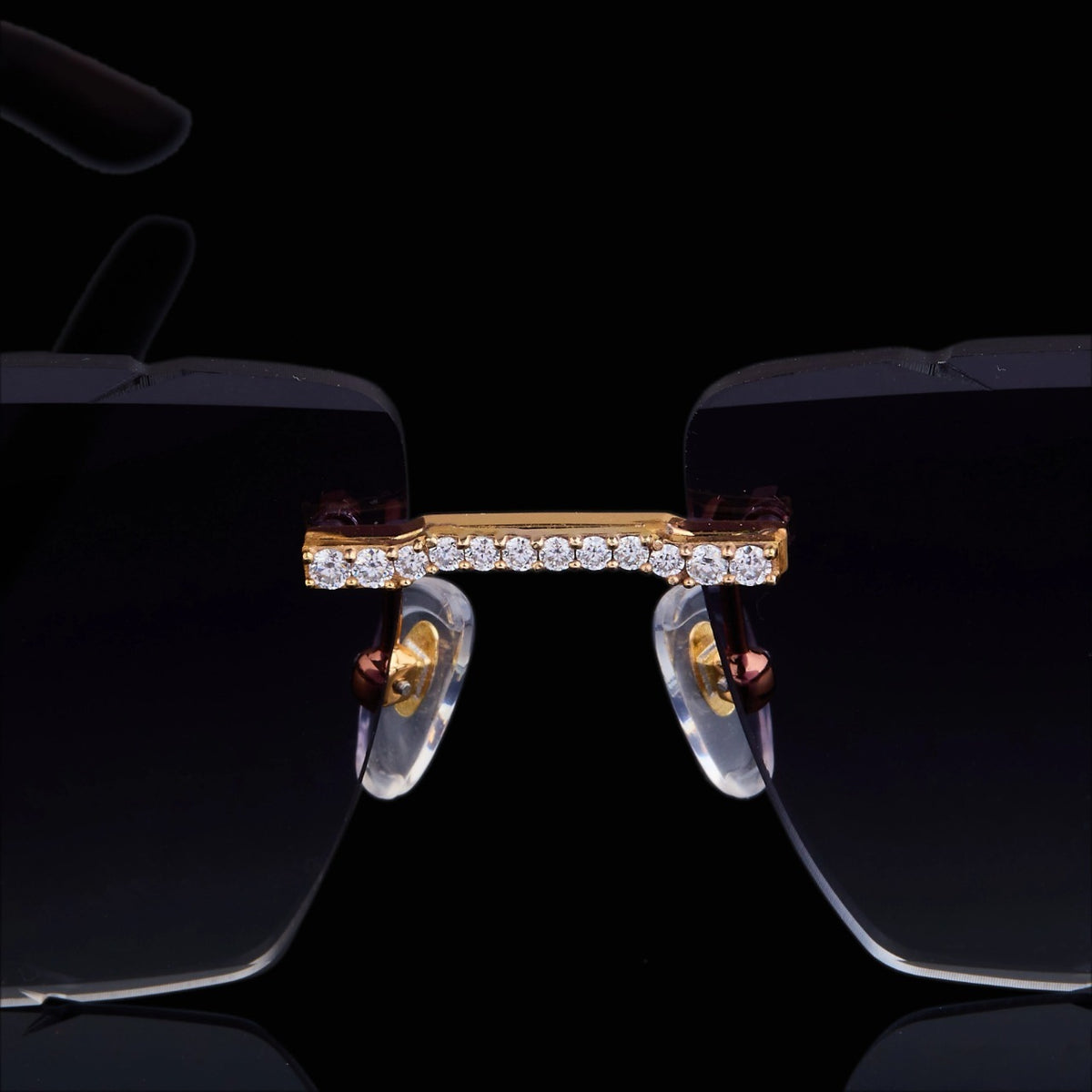 Luxury Black Diamond Rimless Sunglasses