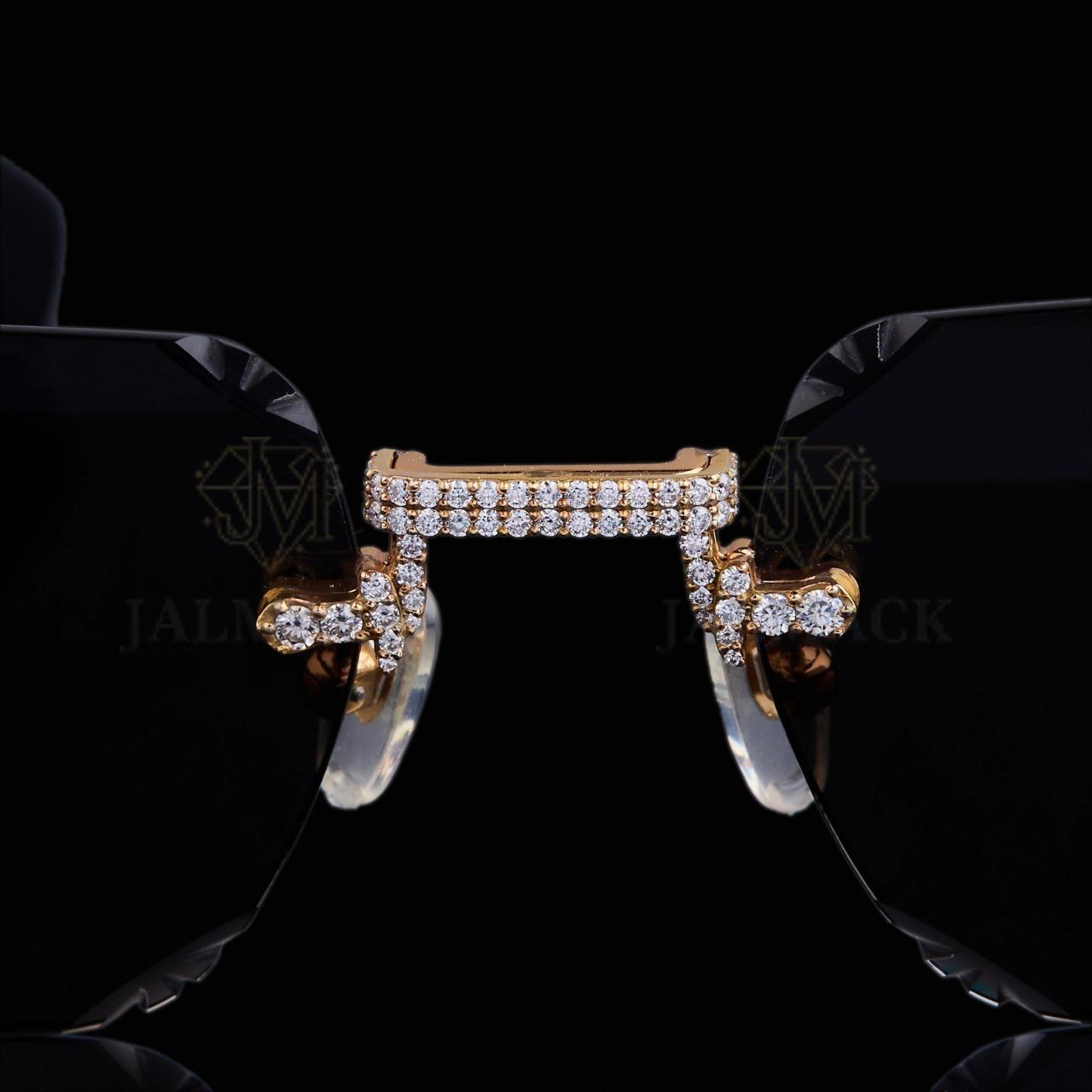 Luxury Gold Moissanite Rimless Sunglasses