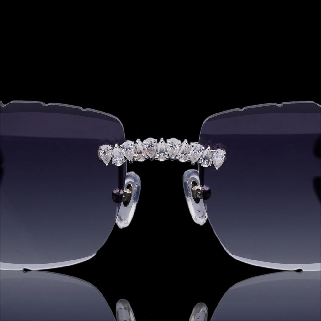 Luxury Silver Moissanite Rimless Sunglasses