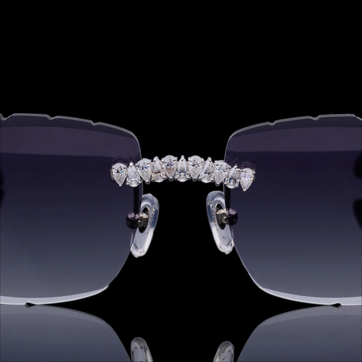 Luxury Silver Moissanite Rimless Sunglasses