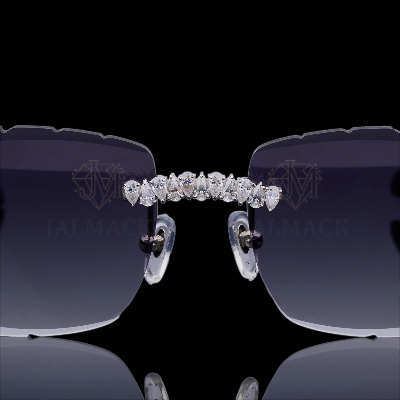 Luxury Silver Moissanite Rimless Sunglasses