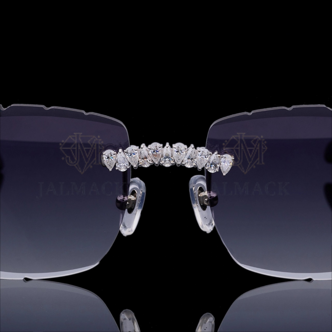 Luxury Silver Moissanite Rimless Sunglasses