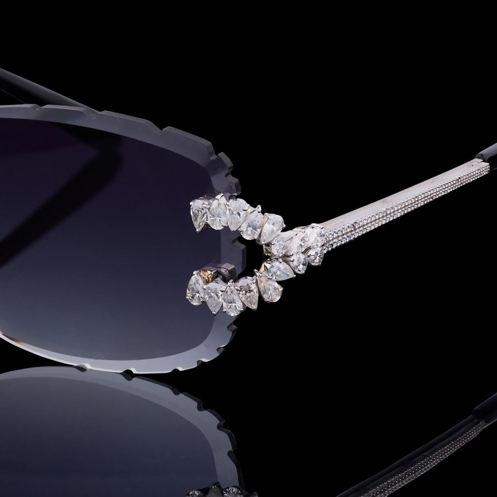 Luxury Silver Moissanite Rimless Sunglasses