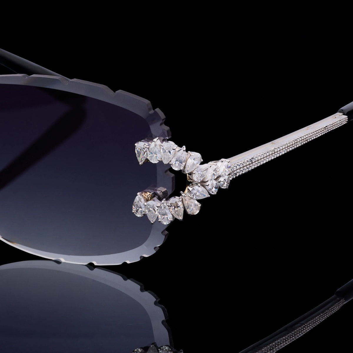 Luxury Silver Moissanite Rimless Sunglasses